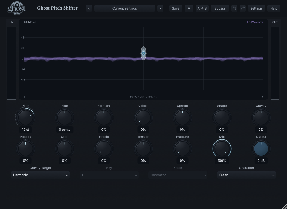 Actual Pitch Field showing voice ancestry and purple waveform context in a single display.