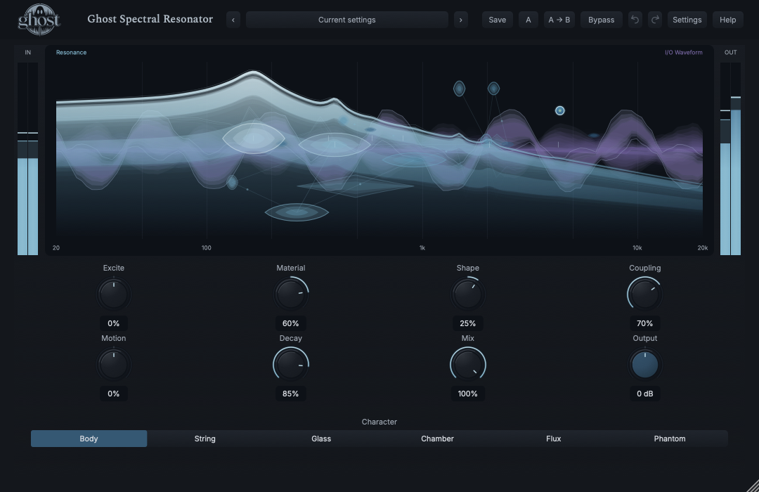 Actual Resonance Field with blue source-derived bodies, active relationships and purple waveform context.